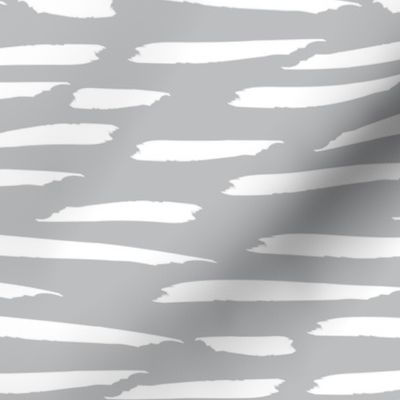 Paintbrush Stripes - White on Gray - Microprint