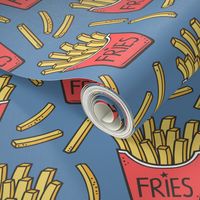 French Fries Fast Food Red on Dark Blue Navy