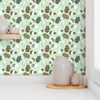 Guinea pigs and moon dots - medium green