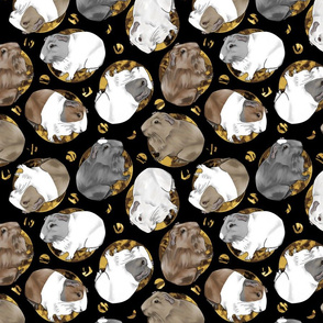 Guinea pigs and moon dots - medium faux gold