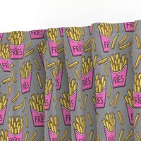 French Fries Fast Food Pink on Grey