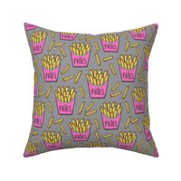 French Fries Fast Food Pink on Grey