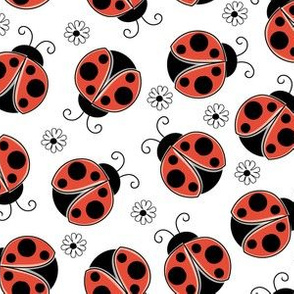 red ladybugs-and-flowers