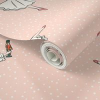 ballet fabric - nutcracker - clara  - peach w/snow