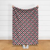 (2" small scale) farm life wholecloth (90) - black and red woodgrain