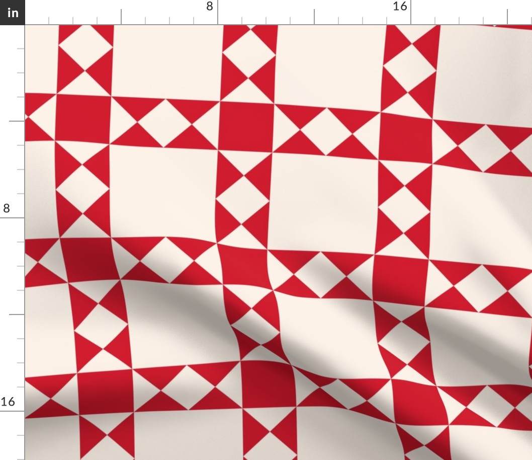 Red stars and squares on cream: 6in mix and match