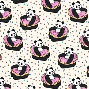A Very Good Day - pandas & donuts with sprinkles on cream