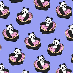 A Very Good Day - pandas & donuts on purple