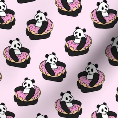 A Very Good Day - pandas & donuts on pink