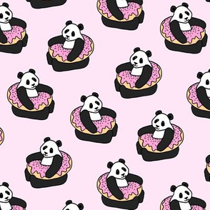 A Very Good Day - pandas & donuts on pink