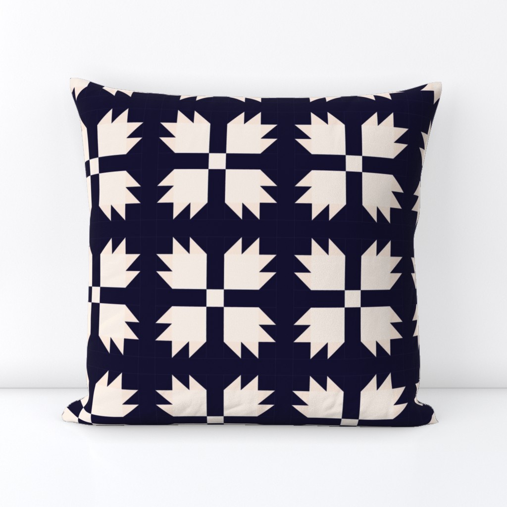 Bear paw cream on navy: 6in mix and match