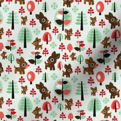 Retro reindeer christmas in powder pastel mint SMALL
