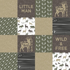 Little Man/Wild & Free - Woodland patchwork - C2 Linen