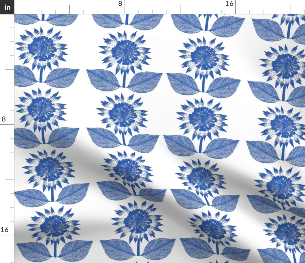 Flower Motif blue and white