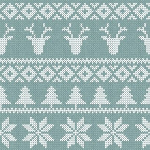 fair isle deer (blue) || snowflake || winter knits