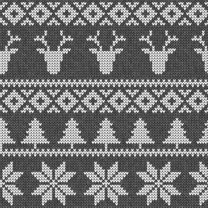 fair isle deer (dark grey) || snowflake || winter knits
