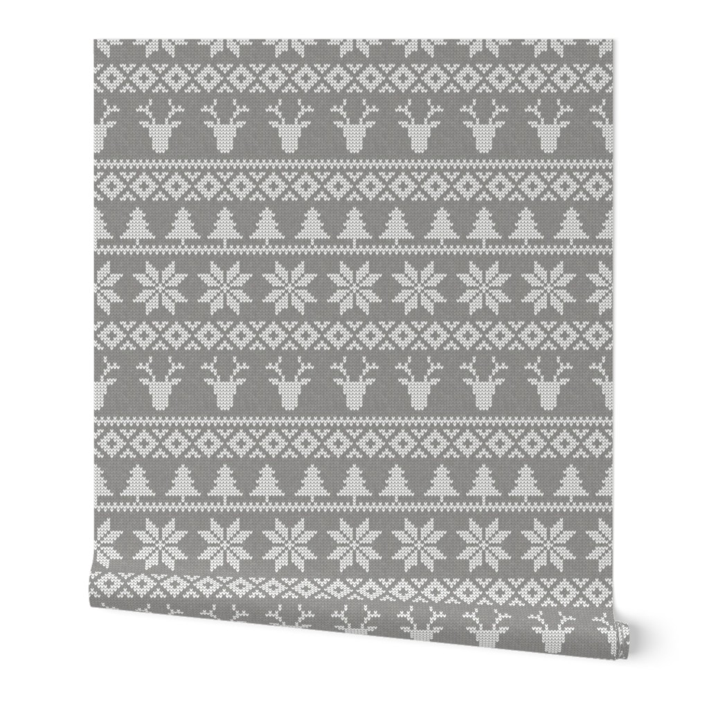 fair isle deer (grey) || snowflake || winter knits