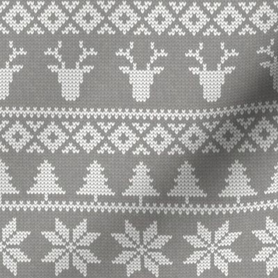 fair isle deer (grey) || snowflake || winter knits