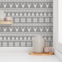 fair isle deer (grey) || snowflake || winter knits