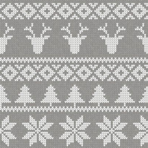 fair isle deer (grey) || snowflake || winter knits