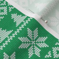 fair isle deer (b green) || snowflake || winter knits