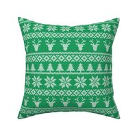 fair isle deer (b green) || snowflake || winter knits