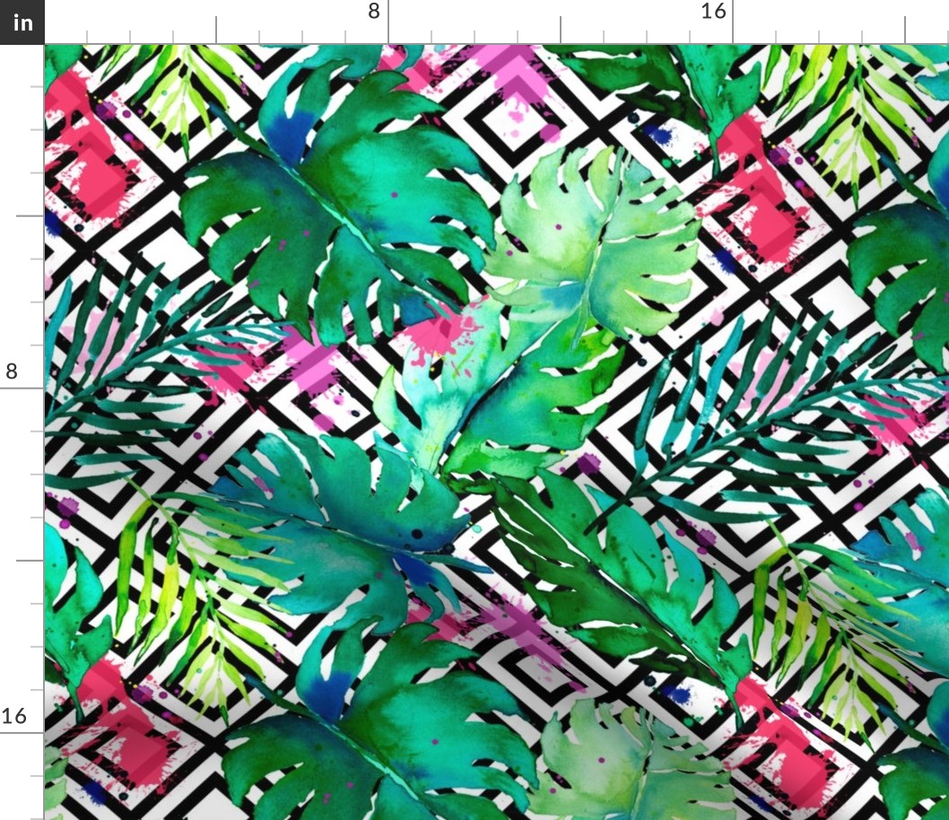 green tropical plants with geometric medium