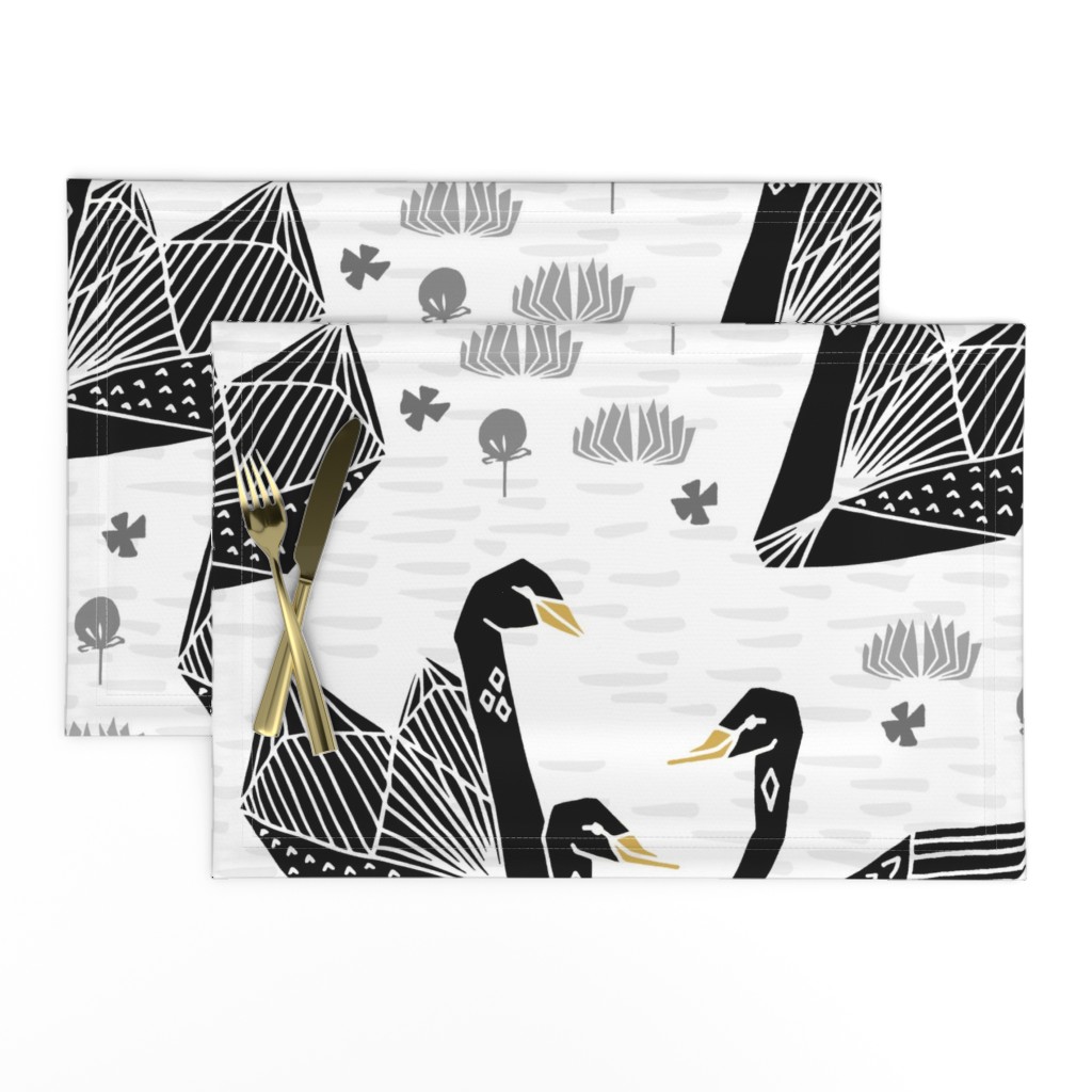 swans // black and white birds bird swan pond girls sweet baby nursery - LARGE version