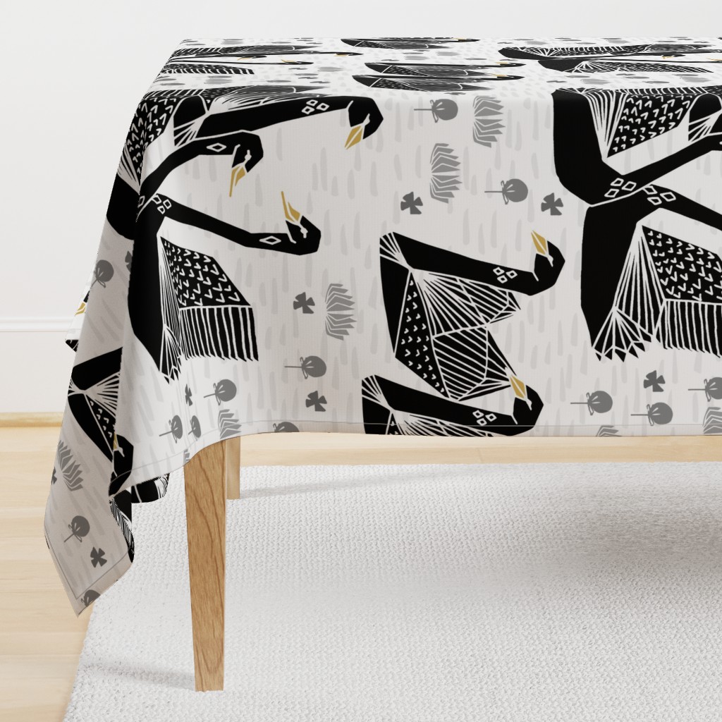 swans // black and white birds bird swan pond girls sweet baby nursery - LARGE version