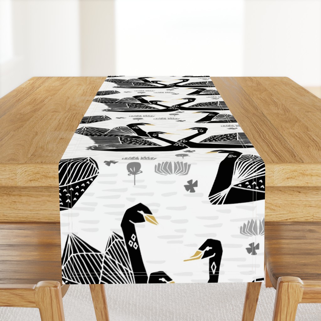 swans // black and white birds bird swan pond girls sweet baby nursery - LARGE version