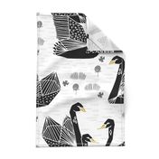 swans // black and white birds bird swan pond girls sweet baby nursery - LARGE version