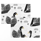 swans // black and white birds bird swan pond girls sweet baby nursery - LARGE version