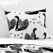 swans // black and white birds bird swan pond girls sweet baby nursery - LARGE version