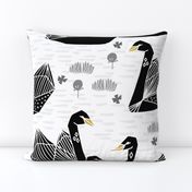 swans // black and white birds bird swan pond girls sweet baby nursery - LARGE version