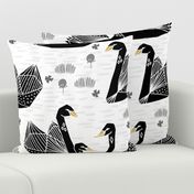 swans // black and white birds bird swan pond girls sweet baby nursery - LARGE version