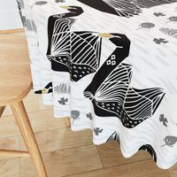 swans // black and white birds bird swan pond girls sweet baby nursery - LARGE version