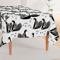 swans // black and white birds bird swan pond girls sweet baby nursery - LARGE version