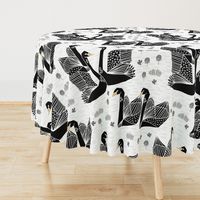 swans // black and white birds bird swan pond girls sweet baby nursery - LARGE version