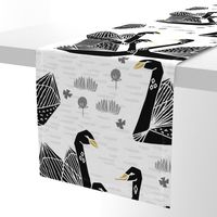 swans // black and white birds bird swan pond girls sweet baby nursery - LARGE version