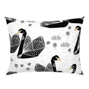 swans // black and white birds bird swan pond girls sweet baby nursery - LARGE version