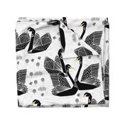 swans // black and white birds bird swan pond girls sweet baby nursery - LARGE version