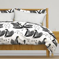 swans // black and white birds bird swan pond girls sweet baby nursery - LARGE version