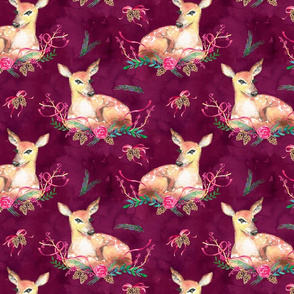 fawn and winter floral