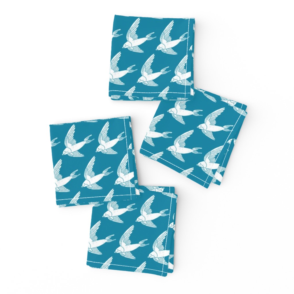 swallow // woodland bird nature animal swallows nursery fabric blue