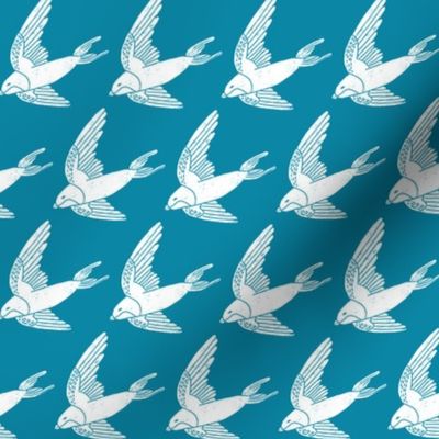 swallow // woodland bird nature animal swallows nursery fabric blue