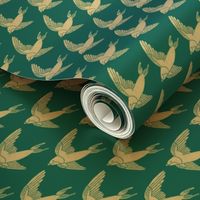 swallow // woodland bird nature animal swallows nursery fabric blue