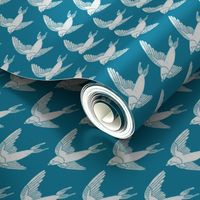 swallow // woodland bird nature animal swallows nursery fabric blue