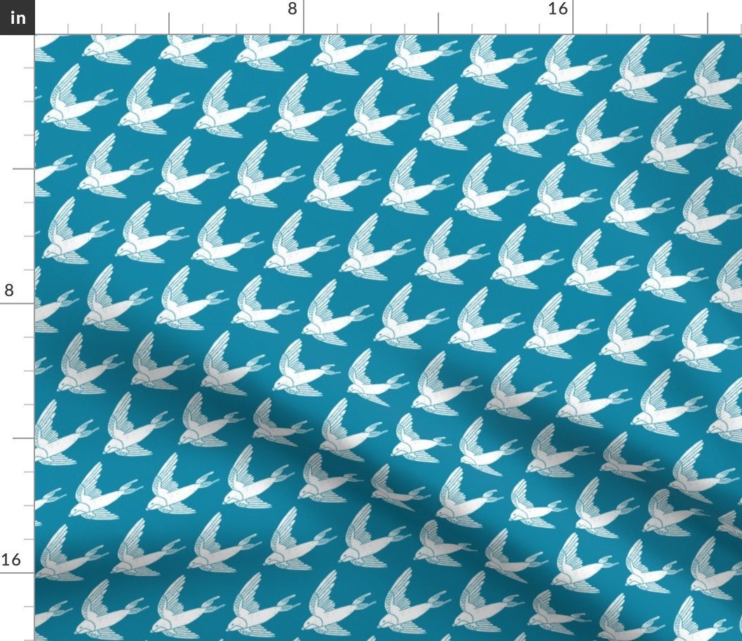 swallow // woodland bird nature animal swallows nursery fabric blue