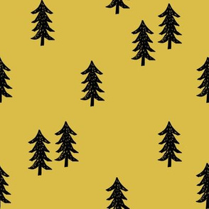 tree // minimal outdoors camping woodland nature forest basic nursery tree fabric mustard