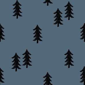 tree // minimal outdoors camping woodland nature forest basic nursery tree fabric payne's grey